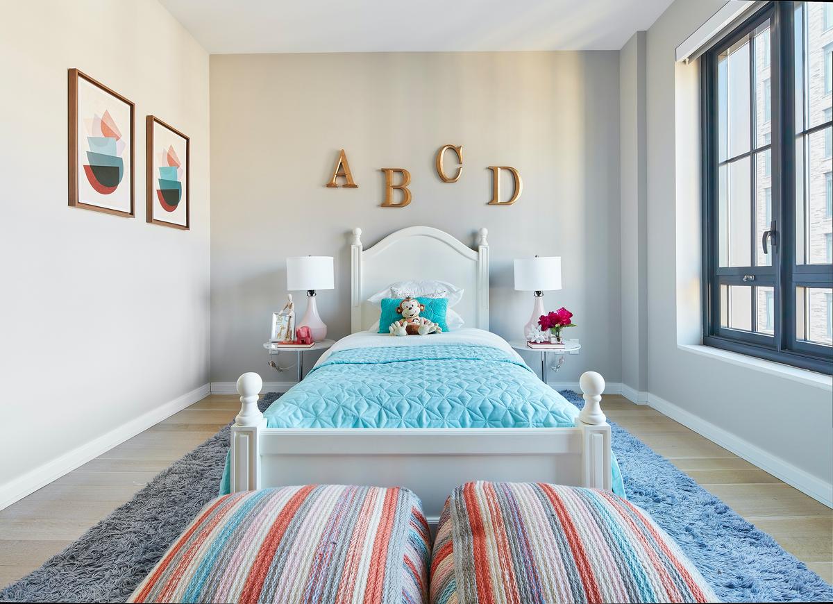 Turquoise and shades of blue helps to add a feeling of fun to a child's bedroom. (Scott Gabriel Morris/TNS)