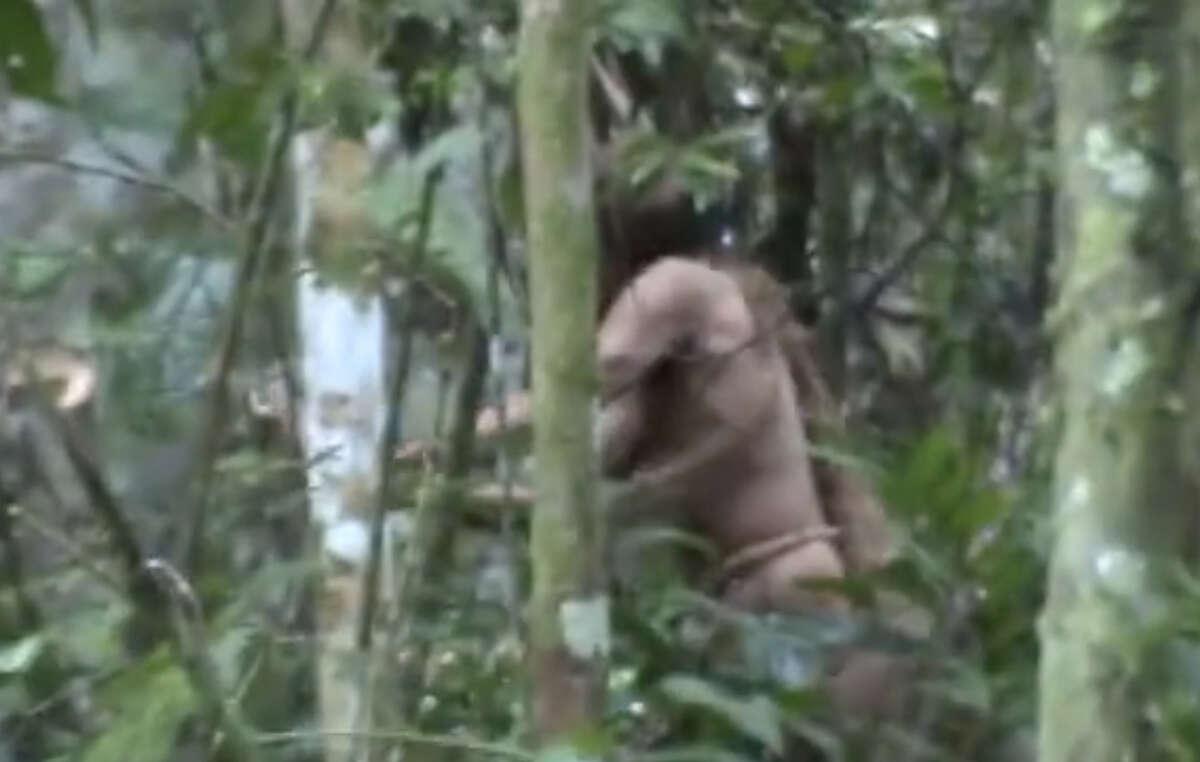 A screenshot from a video released by FUNAI, Brazil’s Indian Affairs Department, shows "the Man of the Hole." (FUNAI)