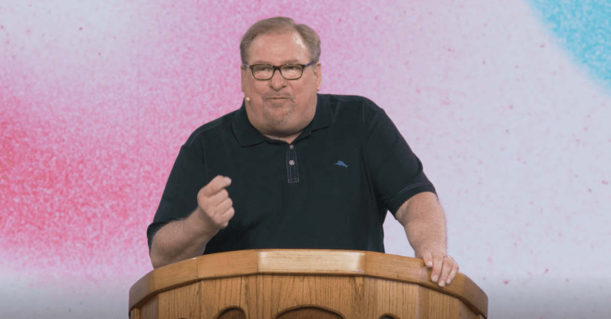 Pastor Rick Warren delivers his final sermon as Saddleback Church’s senior pastor, on Aug. 28, 2022. (Screenshot via Saddleback Church)