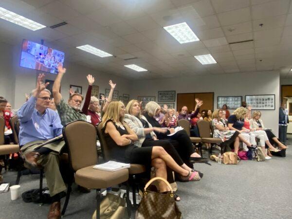 Texas parents showed up to speak against changes in the social studies curriculum at a State Board of Education meeting in Austin on Aug. 30, 2022. (Darlene McCormick Sanchez/The Epoch Times)