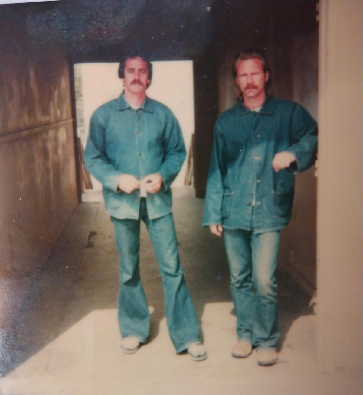 Larry (R) during his first prison sentence, in 1977. (Courtesy of Larry Clements)