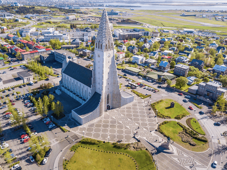 The Hallgrímskirkja towers over the city. (Iryna Kalamurza/Shutterstock)