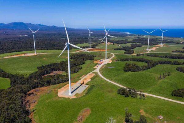 A supplied image was obtained on Friday, November 27, 2020, of a wind farm in Tasmania, Australia. (AAP Image/Granville Harbour Wind Farm)