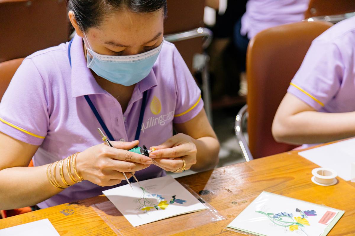 The cards are all handmade by artisans in the company's own factories in Vietnam. (Courtesy of Quilling Card)