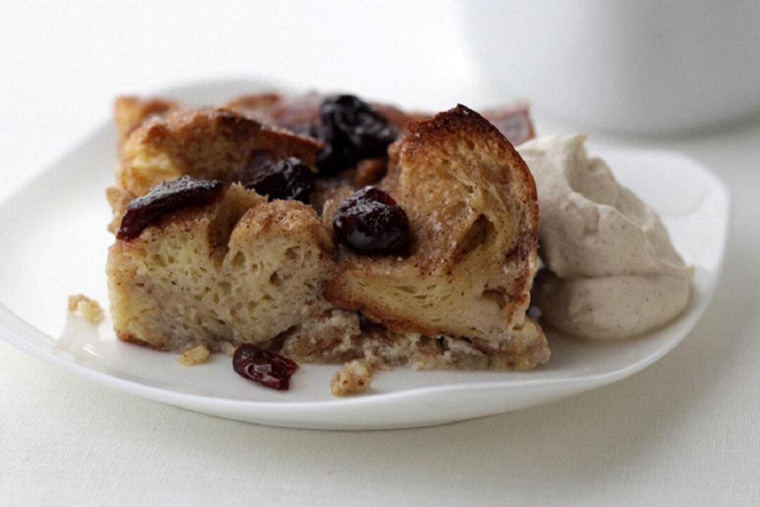 Bread Pudding With Bananas and Cherries