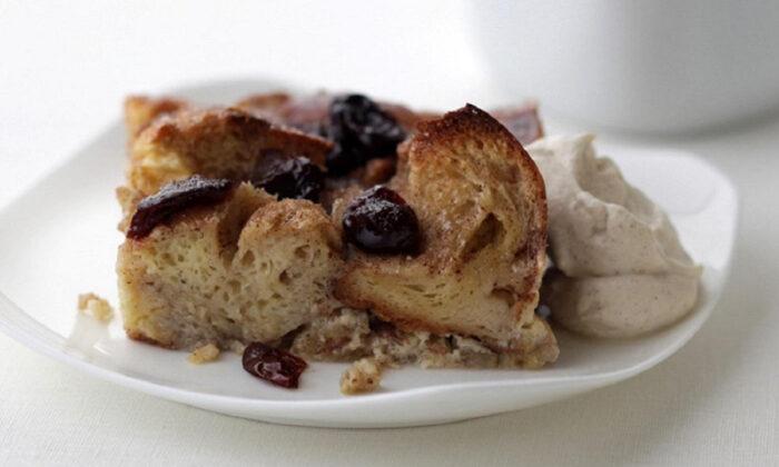 Bread Pudding With Bananas and Cherries