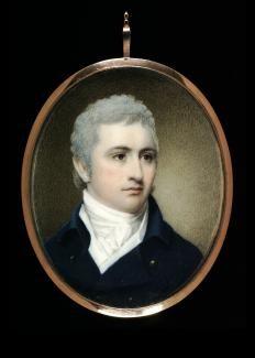 Miniature of Mr. Lawrence of Boston, 1803, by Edward Greene Malbone. Watercolor on oval ivory; 2 3/4 inches by 2 1/4 inches. Smithsonian American Art Museum. (Public Domain)