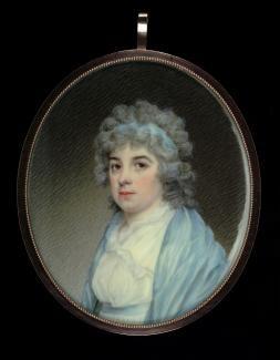 Miniature of Mrs. John Corlis (Susannah Condé Russell), 1795, by Edward Greene Malbone. Watercolor on oval ivory; 2 3/4 inches by 2 1/4 inches. Smithsonian American Art Museum. (Public Domain)