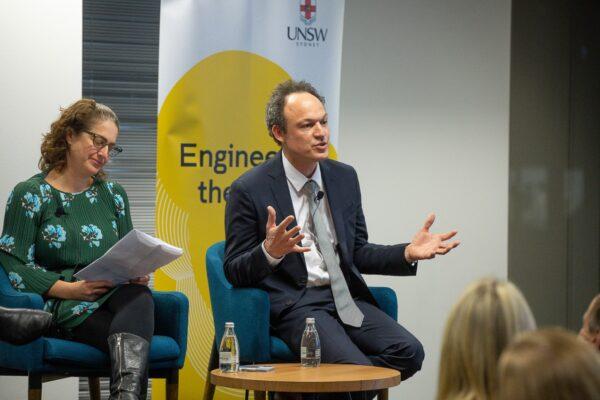 Dr Edward Obbard speaks during a UNSW panel discussion titled "We need to talk about nuclear technology" on Aug.16, 2022. (Photo by Maja Baska and supplied to The Epoch Times by UNSW)