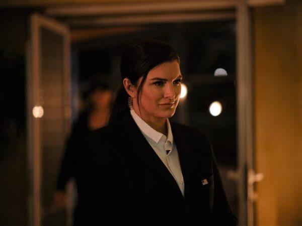 Gina Carano as an unnamed Secret Service agent assigned to guard then presidential candidate Joe Biden in a scene from "My Son Hunter." (The Unreported Story Society)