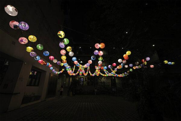 Some of the hundreds of lanterns hung in the Blue House Cluster on Sept. 3, 2022. (T M Chan/The Epoch Times)