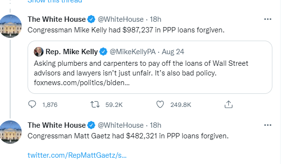 Biden White House PPP Tweets in Response ... (The White House/Twitter)