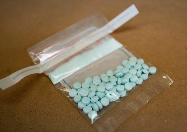 Tablets believed to be laced with fentanyl are displayed at the Drug Enforcement Administration Northeast Regional Laboratory in New York on Oct. 8, 2019. (Don Emmert/AFP via Getty Images)