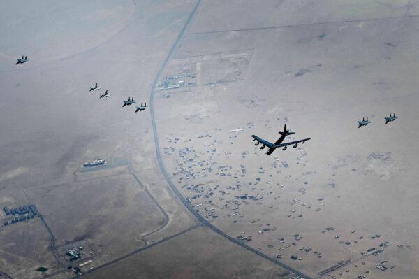 A U.S. Air Force B-52 Stratofortress conducts a Bomber Task Force mission with coalition and regional partners across the U.S. Central Command area of responsibility, on Sept. 4, 2022. (Staff Sgt. Chad Fultz/U.S. Air Force)