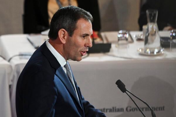 Treasurer Jim Chalmers addresses the Jobs and Skills Summit at Parliament House in Canberra, Australia, on Sep. 1, 2022. (Martin Ollman/Getty Images)