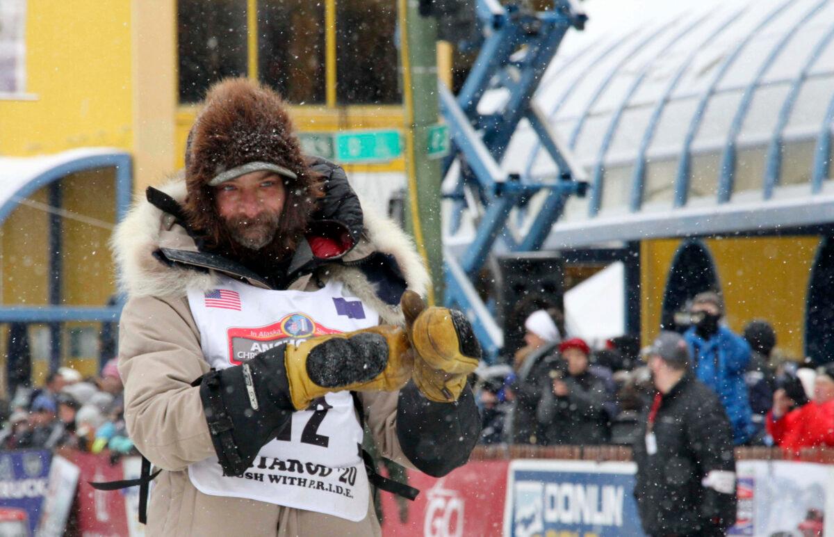 Four-time Iditarod Trail Sled Dog Race champion Lance Mackey before the ceremonial start of the Iditarod Trail Sled Dog Race in Anchorage, Alaska, on March 7, 2020. (Mark Thiessen/AP Photo)