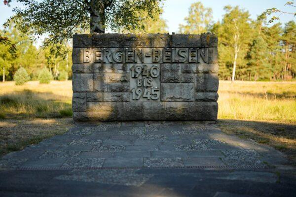 A memorial stone at the former Nazi concentration camp Bergen-Belsen in Bergen, Germany, on Sept. 3, 2022. (Markus Schreiber/AP Photo)