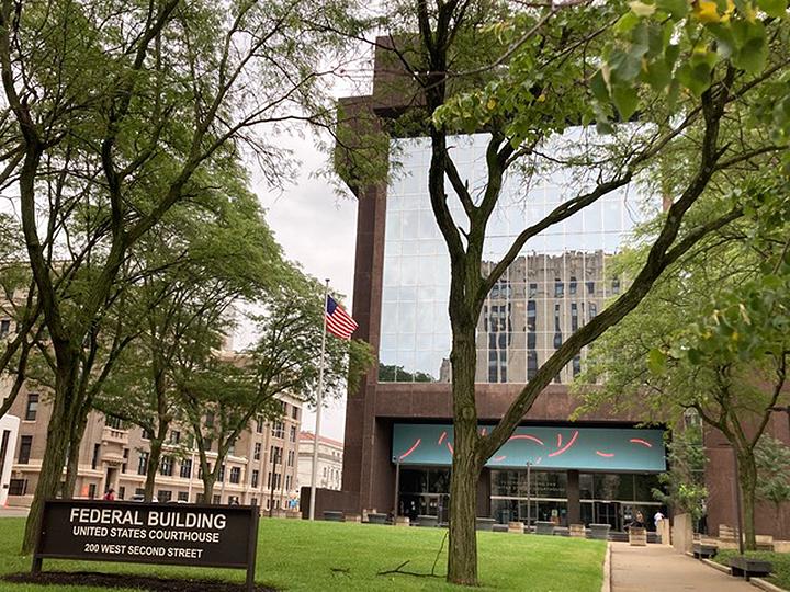 The Federal Building in Dayton, Ohio, includes the U.S. District Court where Daryl Robert Harrison, 44, stood for trial on 16 federal charges, beginning on Sept. 6, 2022. (Janice Hisle/The Epoch Times)