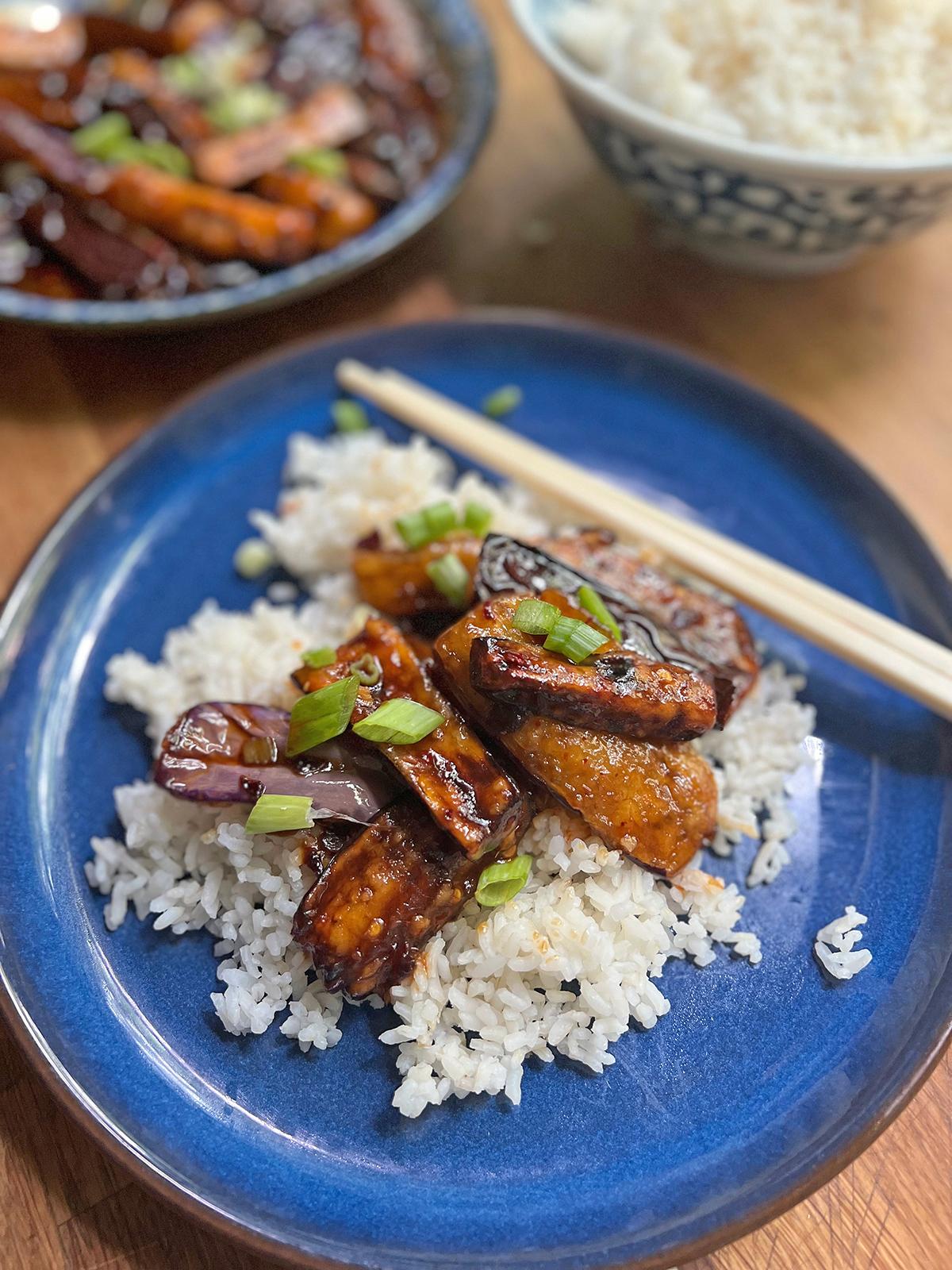 "Fish-fragrant" eggplant gets a spicy kick from a sauce made with Sichuan chili bean sauce and Chinese black vinegar. (Gretchen McKay/Pittsburgh Post-Gazette/TNS)