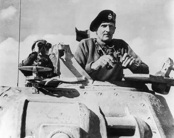 Lt. Gen. Bernard Montgomery looking out of a tank, circa 1940s. Gen. Montgomery won the battle of El Alamein in Africa and raised British hopes for victory in World War II. (Fotosearch/Getty Images).