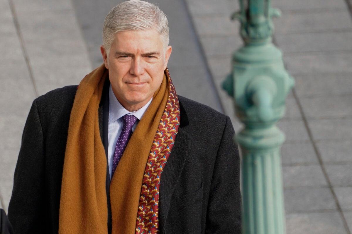 Supreme Court Justice Neil Gorsuch at the U.S. Capitol in Washington on Jan. 20, 2021. (Melina Mara/Pool/Getty Images)
