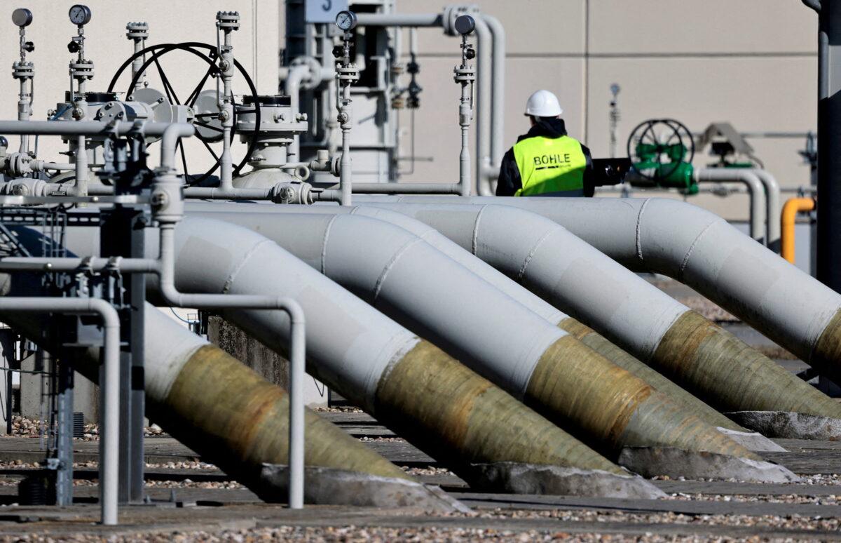 Pipes at the landfall facilities of the Nord Stream 1 gas pipeline are pictured in Lubmin, Germany, on March 8, 2022. (Hannibal Hanschke/Reuters)