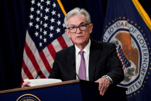 Federal Reserve Board Chair Jerome Powell speaks during a news conference following a two-day meeting of the Federal Open Market Committee (FOMC) in Washington on July 27, 2022. (Elizabeth Frantz/Reuters)