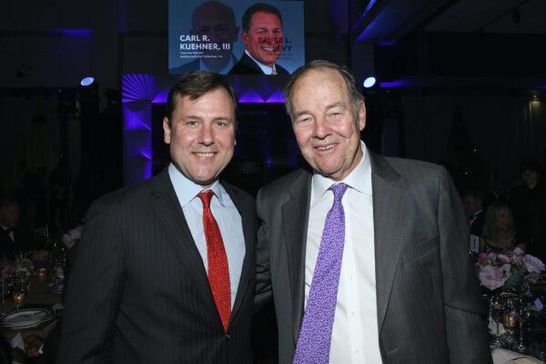 A file image of New Jersey state Senate Minority Leader Sen. Thomas Kean Jr. (L) and former New Jersey Gov. Thomas Kean, a founding governor of the Liberty Science Center, attending the Genius Gala 7.0 at the Liberty Science Center in Jersey City, New Jersey, on May 11, 2018. (Bennett Raglin/Getty Images for Liberty Science Center)