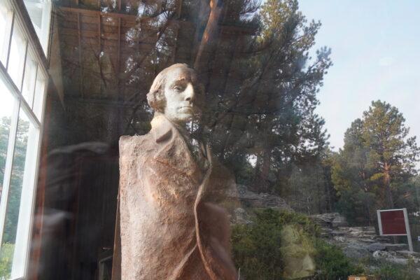 A bust of George Washington, which sculptor Gutzon Borglum used to create the Mount Rushmore sculpture, remains intact in the artist's studio in Keystone, S.D., on Sept. 7, 2022. (Allan Stein/The Epoch Times)