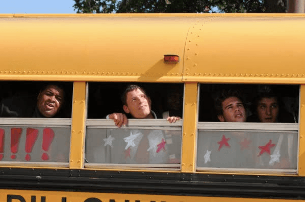 Head coach Taylor's new team, the East Dillon Lions, head out to an away-game, in the fourth season of "Friday Night Lights." (Universal Television)