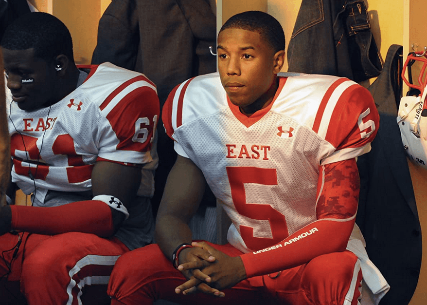 Quarterback Vince Howard (Michael B. Jordan, R) of the East Dillon Lions, in the third season of "Friday Night Lights." (Universal Television)