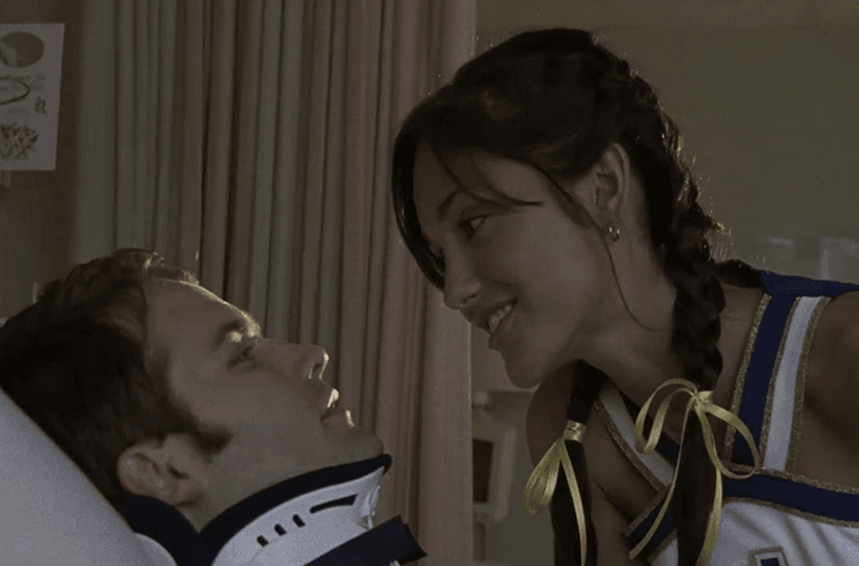 Former Panther quarterback Jason Street (Scott Porter) and cheerleader girlfriend Lyla Garrity (Minka Kelly) strive to come to terms with his paralysis, in the first season of "Friday Night Lights." (Universal Television)