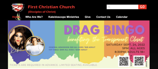  Drag Bingo at First Christian Church in Katy will be held later this month. (Screenshot/Epoch Times)