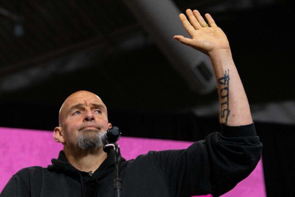 State Lt. Gov. and U.S. senatorial candidate John Fetterman delivers remarks during a "Women for Fetterman" rally at Montgomery County Community College in Blue Bell, Pa., on Sept. 11, 2022. (Kriston Jae Bethel/AFP via Getty Images)