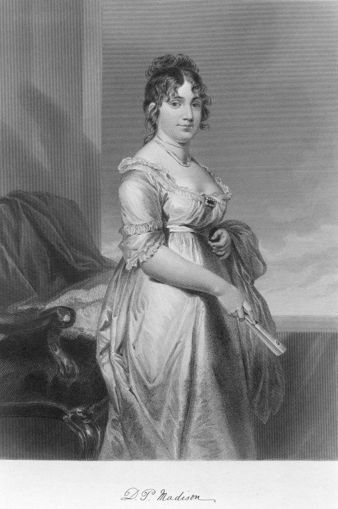 Dorothy Payne Madison (1768–1849), called "Dolley," circa 1800. Engraving from an original painting by Alonzo Chappel. (Hulton Archive/Getty Images)