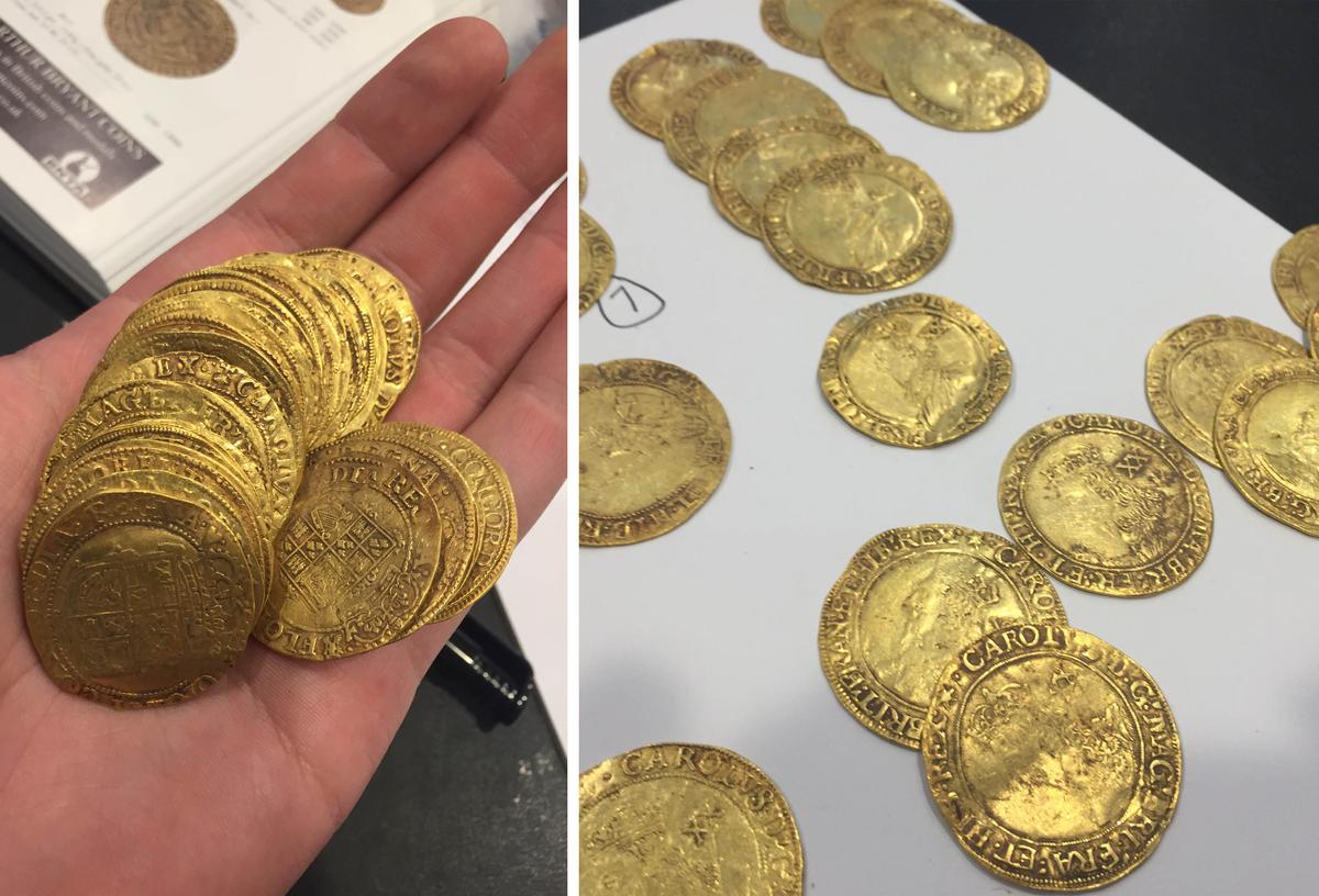 King Charles I gold coins. (Courtesy of <a href="https://www.facebook.com/spink.auctions" target="_blank" rel="noopener">Spink & Son</a>)