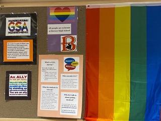 A pro-LGBT display in a school in Brewer, Maine, in February, 2022. (Shawn McBreairty, the Maine First Project and Maine Source Of Truth)