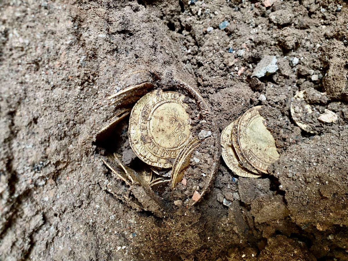 The initial gold coin hoard discovery was made on July 13, 2019. (Courtesy of <a href="https://www.facebook.com/spink.auctions" target="_blank" rel="noopener">Spink & Son</a>)