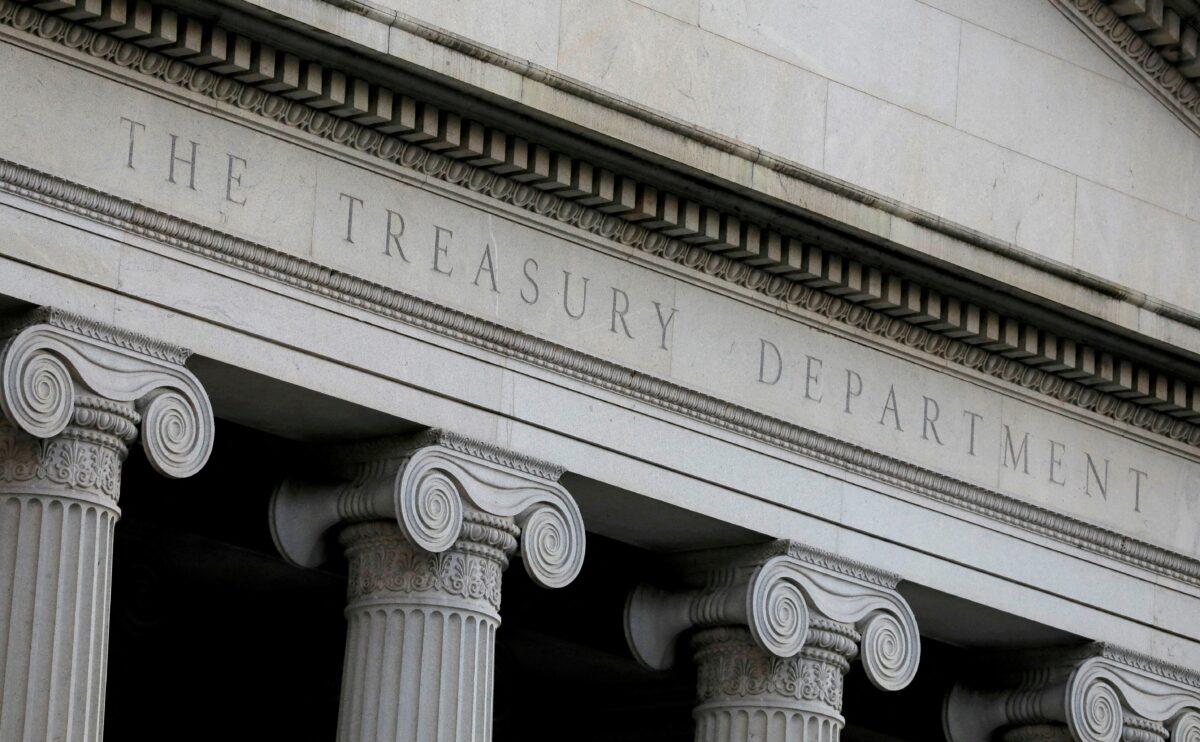 The Department of the Treasury in Washington on Aug. 30, 2020. (Andrew Kelly/Reuters)