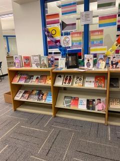 An LGBT book display in Hermon High School in Hermon, Maine, in November 2021. (Shawn McBreairty, the Maine First Project and Maine Source Of Truth)