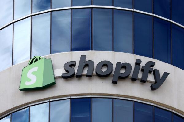 The logo of Shopify outside its headquarters in Ottawa on Sept. 28, 2018. (Chris Wattie/Reuters)