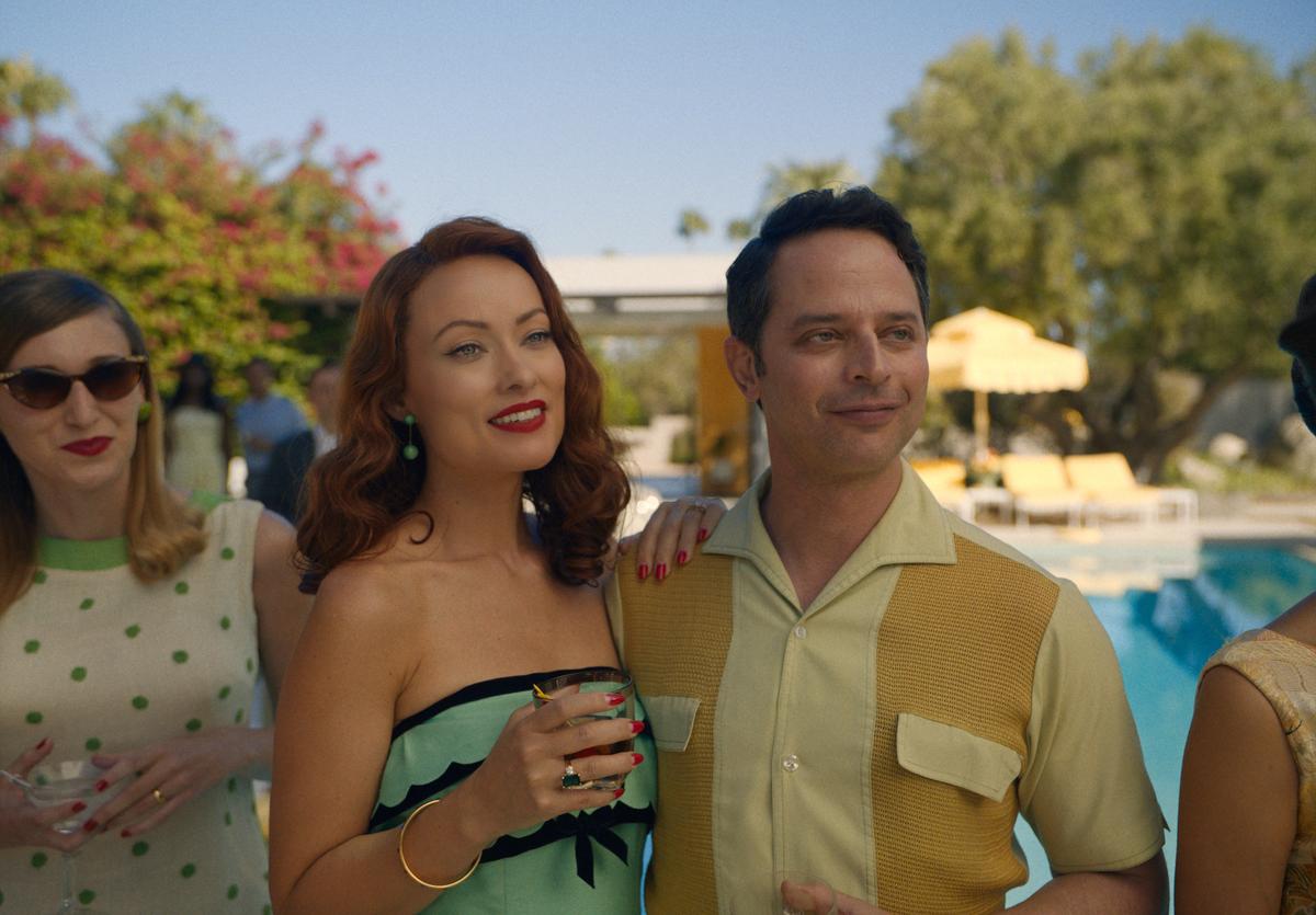 Center: Bunny (Olivia Wilde) and Dean (Nick Kroll), in "Don't Worry Darling." (Warner Bros. Pictures)