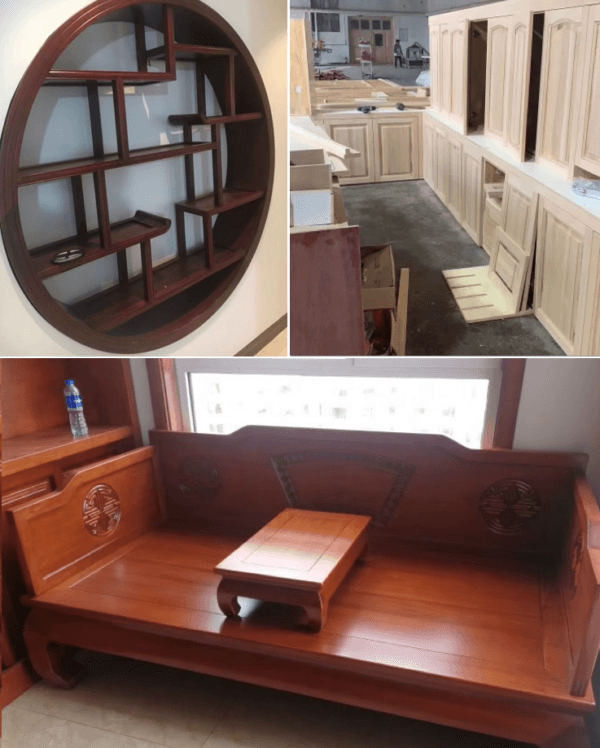 Custom wood furniture made in Feng Zhenguo's factory. (Courtesy of Feng Zhenguo)