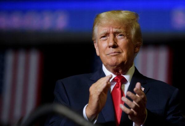 Former President Donald Trump speaks at a Save America Rally to support Republican candidates running for state and federal offices in the state at the Covelli Centre in Youngstown, Ohio, on Sept. 17, 2022. (Jeff Swensen/Getty Images)