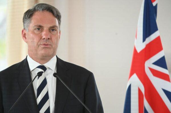 Australia's Deputy Prime Minister and Defence Minister Richard Marles attends a press conference in Brest, France, on Sept. 1, 2022. (Jean-Francois Monier/AFP via Getty Images)