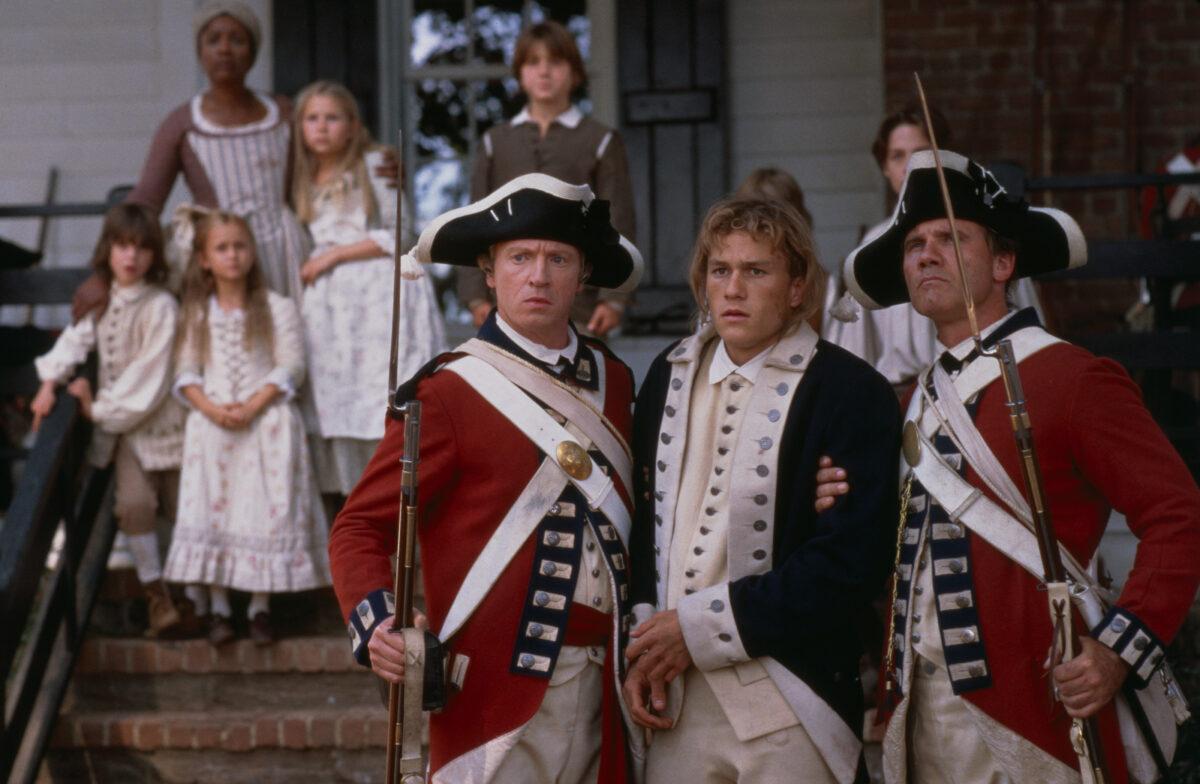 Gabriel Martin (Heath Ledger, C) is arrested by the British, in "The Patriot." (MovieStillsDB)