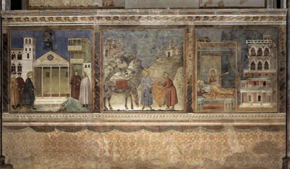 In the lower part of the nave of the upper basilica are a series of 28 frescoes depicting the life of St. Francis, attributed to the famous Italian painter Giotto. Here, St. Francis’s humble life is depicted through his actions. The first fresco on the left depicts the saint’s visit to locals, and the second fresco in the center shows him donating his coat. The last fresco shows the building that is going to hold his tomb. The colors of the frescoes are still vivid and, according to famous art historian Giorgio Vasari, the frescos were executed between 1296 and 1304. (Public Domain)