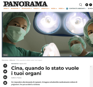 The article by Panorama exposing Chinese regime's barbaric practice of forced organ harvesting, dated August 24, 2022. (Panormama/Screenshot via The Epoch Times)