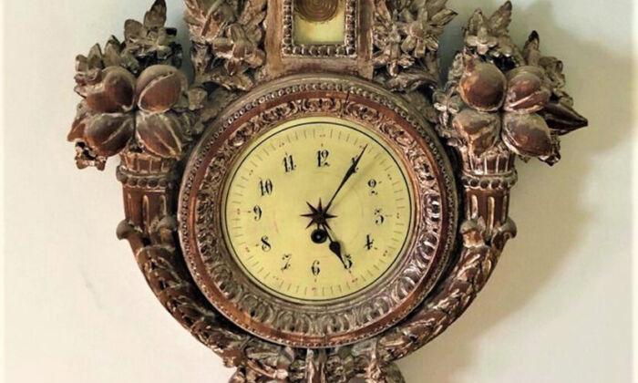Hanging Wall Clock/thermometer Is Louis XV Style