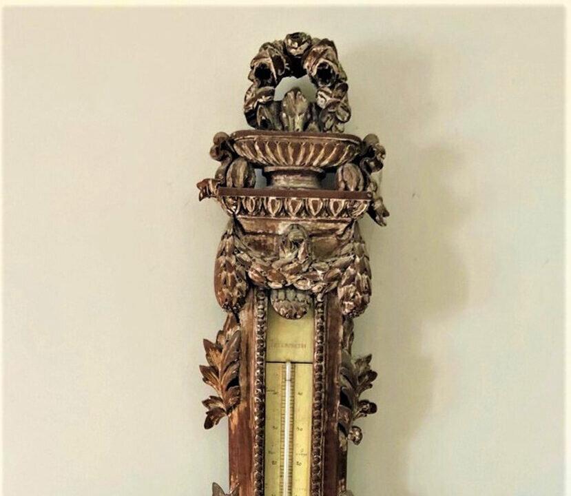 Hanging Wall Clock/thermometer Is Louis XV Style